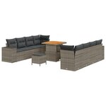 vidaXL Ensemble de canapé de jardin 11 pièces avec coussins gris en poly rattan