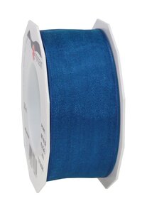 Organza four seasons 25-m-rouleau 40 mm  bleu roi laitonné