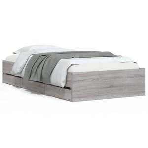 vidaXL Cadre de lit et tiroirs sonoma gris 90x190 cm bois d'ingénierie