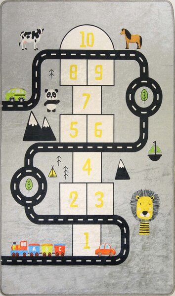 Tapis enfant Circuit de voiture 80 x 150 cm - Gris