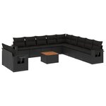 vidaXL Salon de jardin 12 Pièces avec coussins noir résine tressée