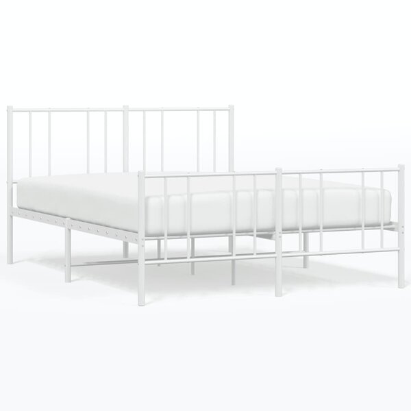 vidaXL Cadre de lit métal avec tête de lit/pied de lit blanc 140x200cm