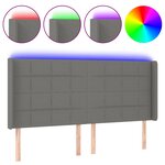 vidaXL Tête de lit à LED Gris foncé 163x16x118/128 cm Tissu