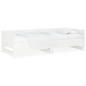 vidaXL Lit coulissant Blanc Bois de pin solide 2x(80x200) cm