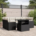 vidaXL Salon de jardin 7 Pièces avec coussins noir résine tressée