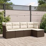 vidaXL Salon de jardin avec coussins 5 Pièces marron résine tressée