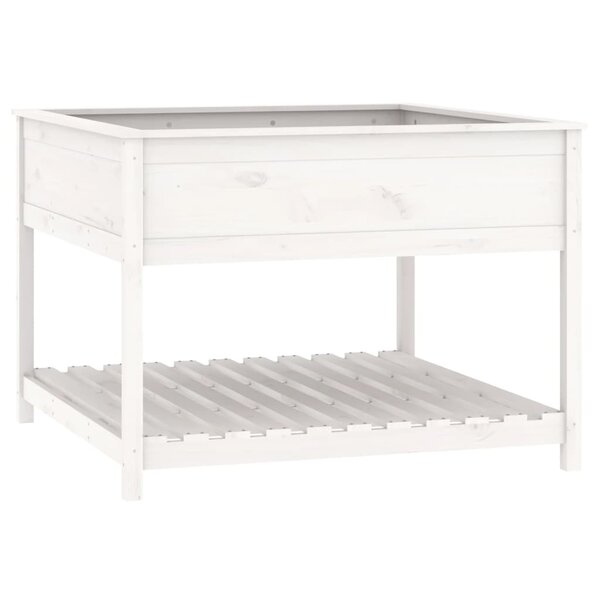 vidaXL Jardinière et étagère Blanc 111 5x111 5x81cm Bois massif de pin