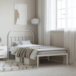 vidaXL Cadre de lit métal avec tête de lit blanc 107x203 cm