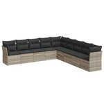 vidaXL Salon de jardin 9 Pièces avec coussins gris clair résine tressée