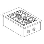 Réchaud à gaz drop-in - 2 feux 3 5 kw - combisteel - nvt. -  400x600x270mm