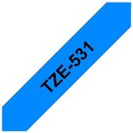 Ruban titreuse brother - tze - écriture noir / fond bleu - 12 mm x 8 m - modèle tze-531