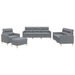 vidaXL Ensemble de canapés 4 Pièces avec coussins Gris clair Tissu