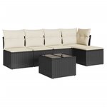 vidaXL Salon de jardin 6 Pièces avec coussins noir résine tressée