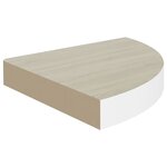 vidaXL Étagères d'angle murales 2 Pièces Chêne et blanc 35x35x3 8 cm MDF