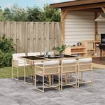 vidaXL Ensemble à manger de jardin et coussins 7 Pièces beige poly rotin