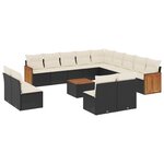 vidaXL Salon de jardin avec coussins 14 Pièces noir résine tressée