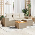 vidaXL Salon de jardin avec coussins 5 Pièces beige résine tressée