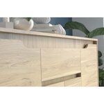 Buffet bas 4 portes + 1 tiroir - Panneaux de particules - chêne Dakota - Betty - 185 x 46 x 85 5 cm