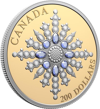 Pièce de monnaie en Or 200 Dollars g 60.08 Millésime 2024 SAPPHIRE JUBILEE SNOWFLAKE BROOCH