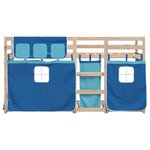 vidaXL Lit superposé avec rideaux bleu 90x190 cm bois pin massif