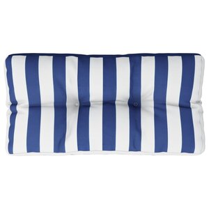 vidaXL Coussin de palette rayures bleues et blanches 80x40x12 cm tissu