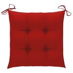 vidaXL Chaises de jardin avec coussins rouge lot de 3 Bois teck massif