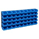 vidaXL Kit de bacs de stockage et panneaux muraux 48 Pièces Bleu et noir