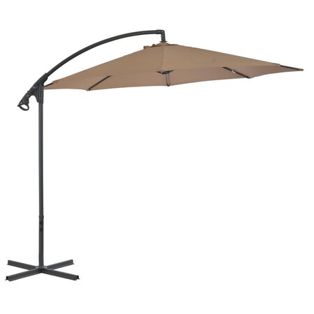 vidaXL Parasol en porte-à-feux avec poteau en acier 300 cm Taupe