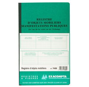 Piqûre 32x19,5cm - Registre des manifestations publiques 80pages EXACOMPTA