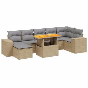 vidaXL Salon de jardin avec coussins 8 Pièces beige résine tressée