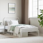 vidaXL Cadre de lit métal avec tête de lit blanc 100x200 cm