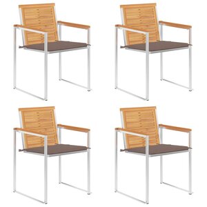 vidaXL Chaises de jardin lot de 4 avec coussins Bois de teck massif