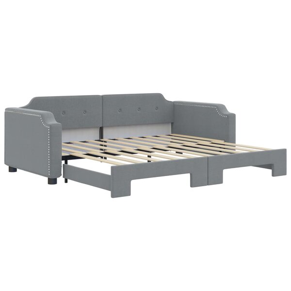vidaXL Lit de jour avec lit gigogne gris clair 90x190 cm tissu