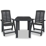 vidaXL Mobilier de bistro 3 Pièces Plastique Anthracite