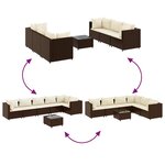 vidaXL Salon de jardin avec coussins 7 Pièces marron résine tressée