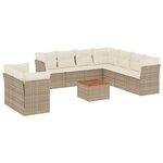 vidaXL Salon de jardin 11 Pièces avec coussins beige résine tressée
