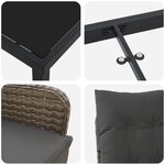 vidaXL Ensemble de Salle à Manger de Jardin de 7 Pièces avec Coussins en Gris Poly Rattan