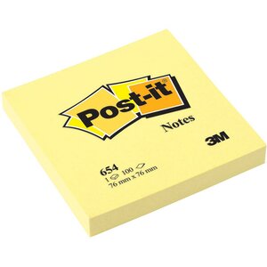 Notes repositionnables 76 x 76 mm - Jaune canari - Bloc de 100 feuilles (paquet 12 x 100 feuilles)