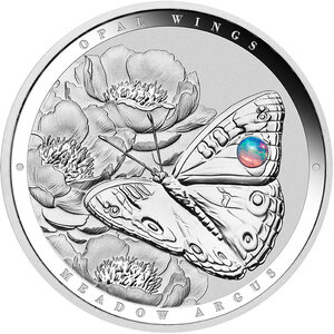 Monnaie MEADOW ARGUS Australian Opal Wings 1 Oz Argent 2$ Niue 2026 (PRÉCOMMANDE)