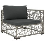 vidaXL Salon de jardin 5 Pièces avec coussins Résine tressée Gris