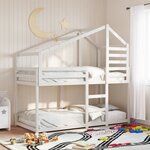 vidaXL Lit superposé avec toit blanc 90x200 cm bois de pin massif