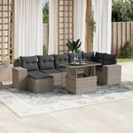 vidaXL Salon de jardin 8 Pièces avec coussins gris clair résine tressée
