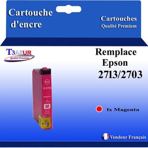 T3AZUR - Cartouche Compatible avec Epson WorkForce WF-7110DTW WF-7210DTW remplace Epson T27XL Magenta