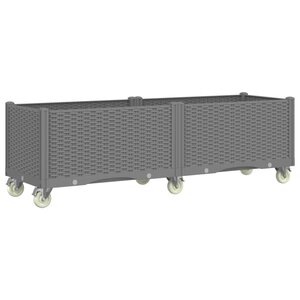 vidaXL Jardinière à roulettes gris clair 160x50x54 cm PP