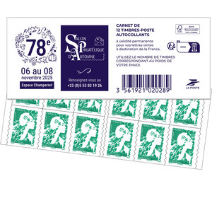 Carnet 12 timbres Marianne de l'avenir - Lettre Verte - Couverture Salon d'Automne