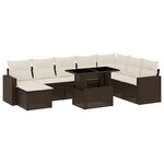 vidaXL Salon de jardin avec coussins 9 Pièces marron résine tressée