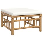 vidaXL Salon de jardin 3 Pièces avec coussins blanc crème bambou