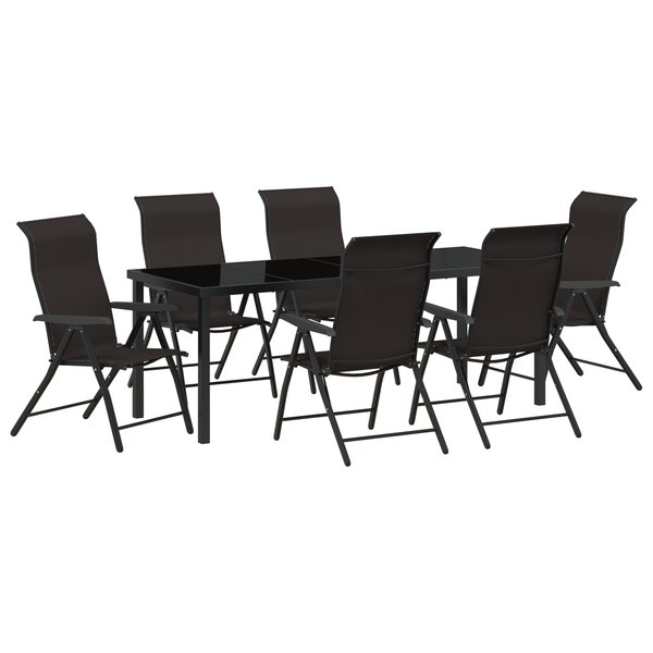 vidaXL Set de dînette de jardin 7 pièces noir rotin poly