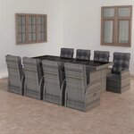 vidaXL Ensemble à manger d'extérieur 9Pièces coussins Résine tressée Gris