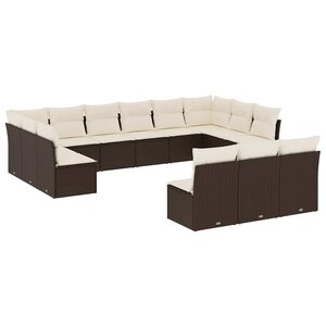 vidaXL Salon de jardin avec coussins 13 Pièces marron résine tressée